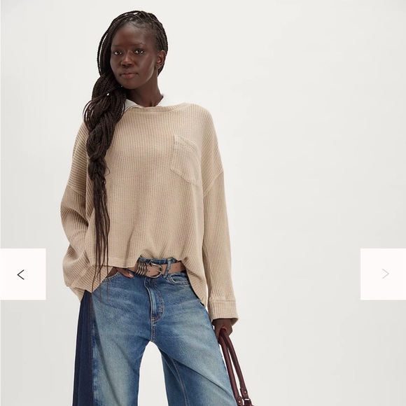 We The Free - Dawson Waffle Knit Top - smooth stone - M - Picture 3 of 7